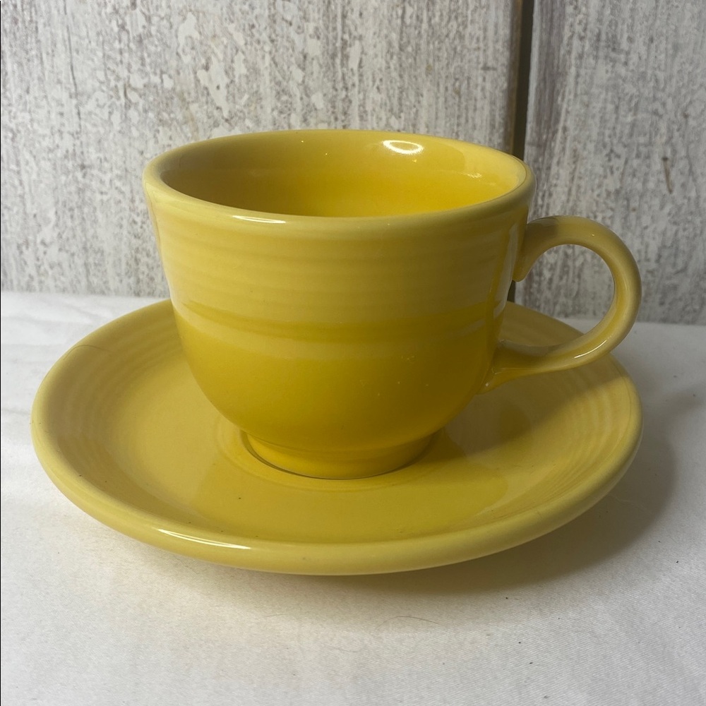 FIESTA sunflowers sunflower Yellow teacup coffee Cup & Saucer Set vintage